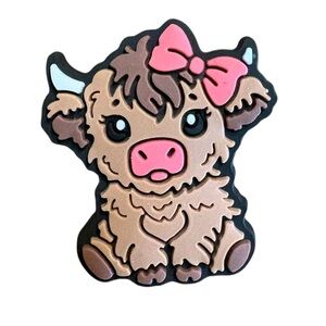 Highland Cow With Bow Croc Charm